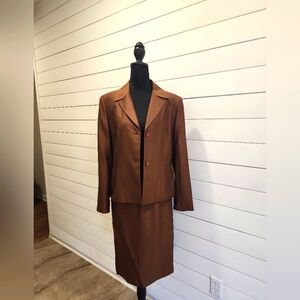 Kate Hill three piece suit size 10 silk brown-bronze color